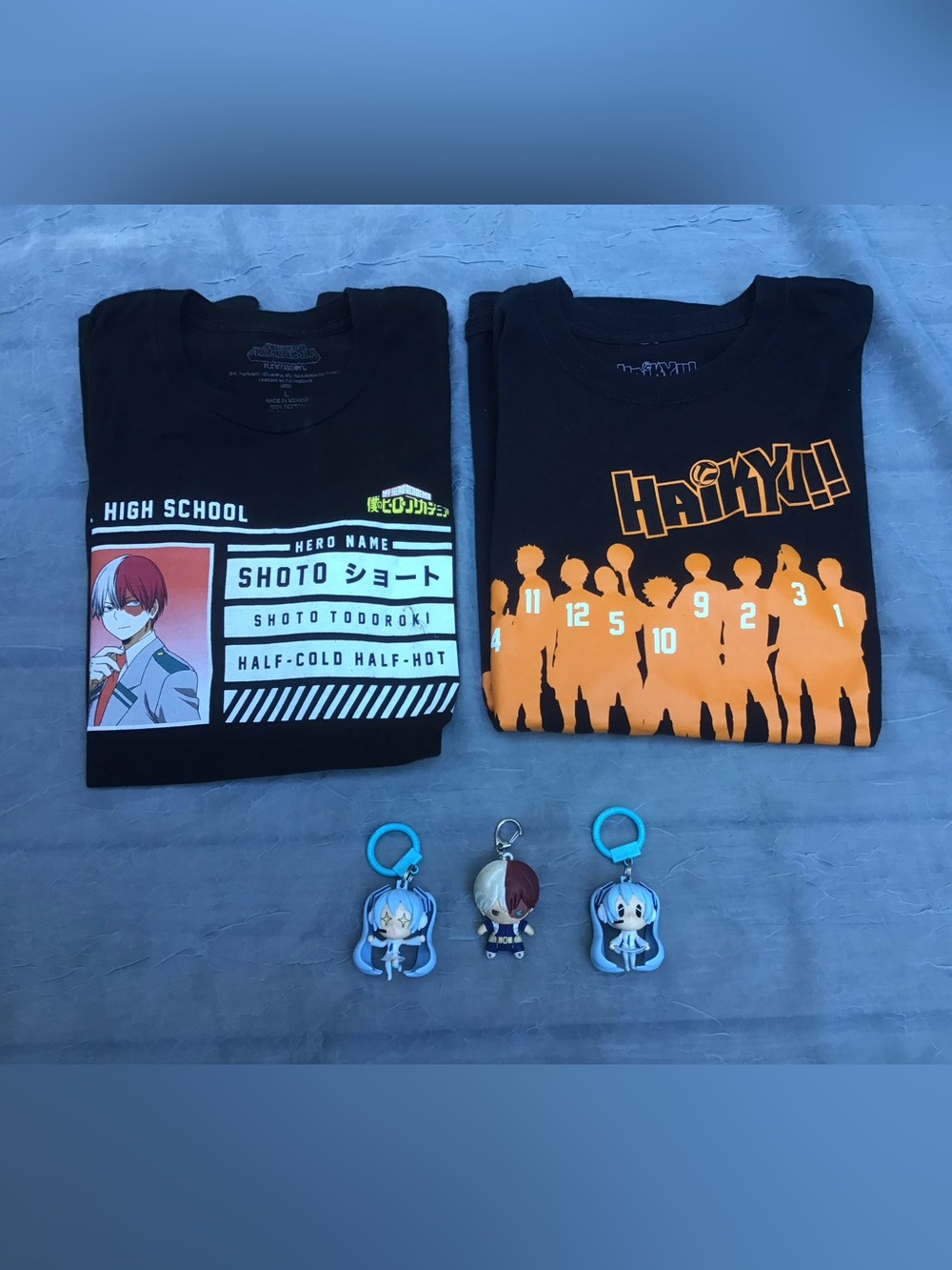 Two Anime LG Tees w/ (3)  Hatsune Miku Anime Key Chains